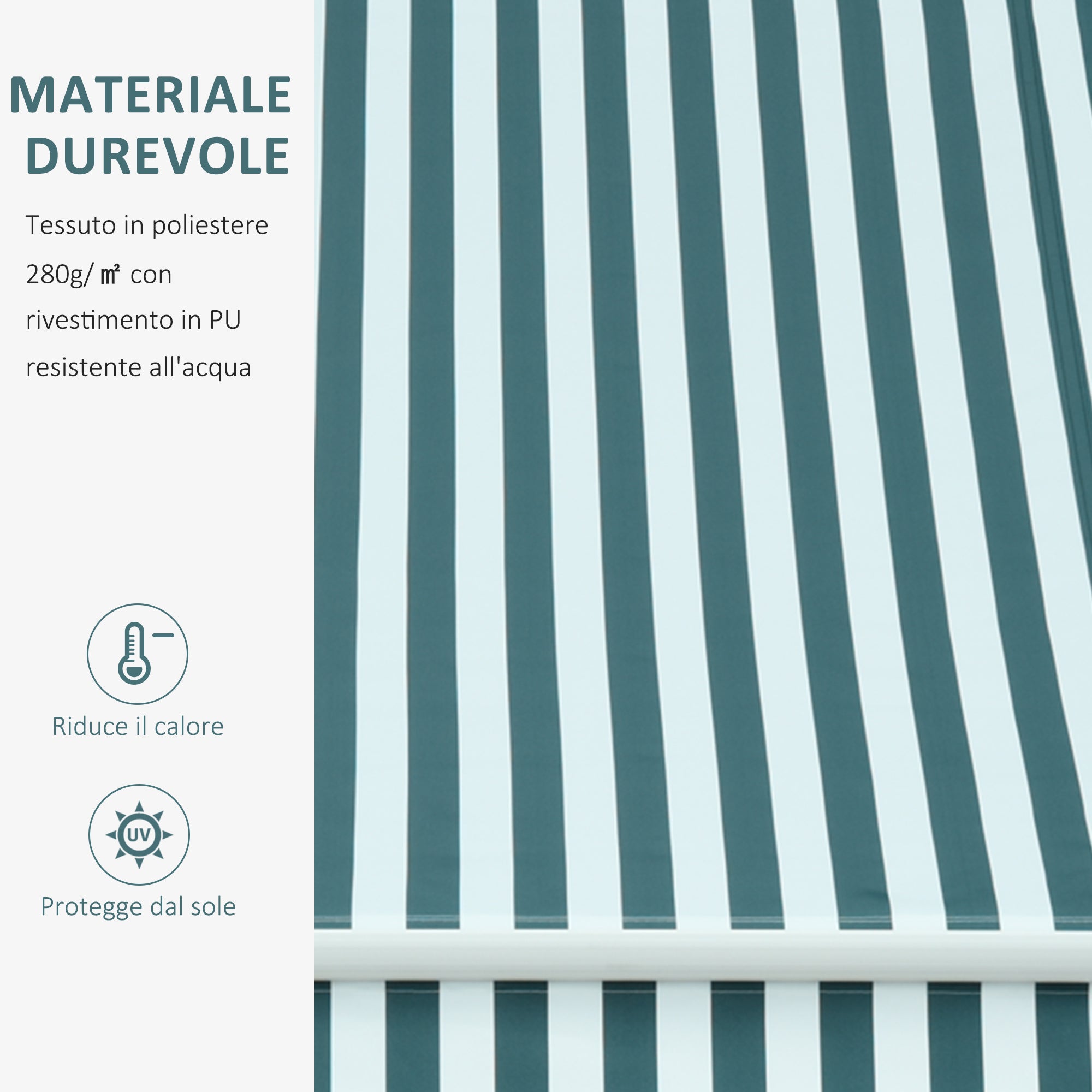 Outdoor Awning with Arms with Crank, Metal and Polyester, 295x250cm Green and White