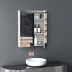 Bathroom Cabinet with 2 Doors and Mirror in White MDF 60 x 75 x 15cm