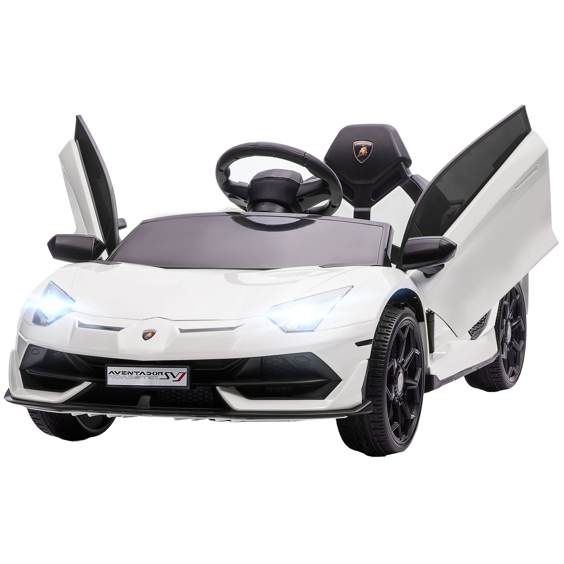 Homcom Electric Machine for Children 12v Lamborghini license with horn and remote control, 107.5x63x42 cm, white - Borgè