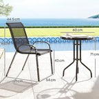 3 Piece Garden Set with 2 Garden Chairs 54x71x93 cm and Round Table Ø60x71 cm in Black Steel