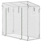 Garden Greenhouse with Roll-Up Door and Extended Edges, in Steel and PE, 200x76x168 cm, White