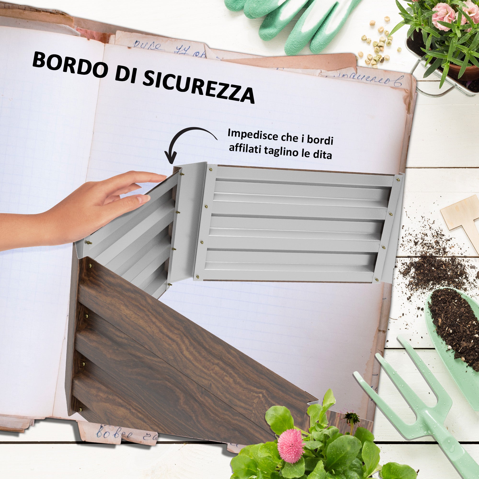 Outsunny Hexagonal Galvanized Steel Raised Garden Bed with Open Bottom, Brown
