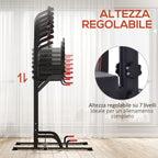 Power Tower Pull-Up Bar Multifunctional Fitness Station Adjustable 189-239cm Steel Black Red