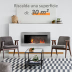Wall-Mounted Bioethanol Fireplace Made of Stainless Steel with 2 Burners 0.9LT 110 x 54 x 14cm