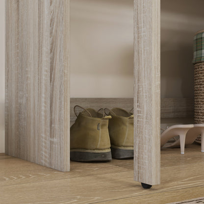 Console Table with Pull-Out Top and 2 Wooden Drawers, 95x35x87cm, Oak