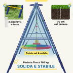 Children's Play Set 3-8 Years with 3 Swings, Rope Ladder and Basketball Hoop, in Steel, PE and PP, 3.5x1.8x2 m