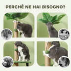 Cat Tree with Scratching Post, Platforms and Balls, Plush and Chipboard, Ø40x83 cm, Green