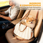 Small Dog Car Seat with Leash and Non-Slip Base, Convertible to Pet Carrier, Cream