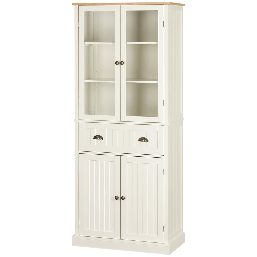 Homcom Mobile 5 -level pantry with central drawer in MDF and chipboard, 76x40x182.5 cm, cream white - Borgè