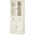 Homcom Mobile 5 -level pantry with central drawer in MDF and chipboard, 76x40x182.5 cm, cream white - Borgè