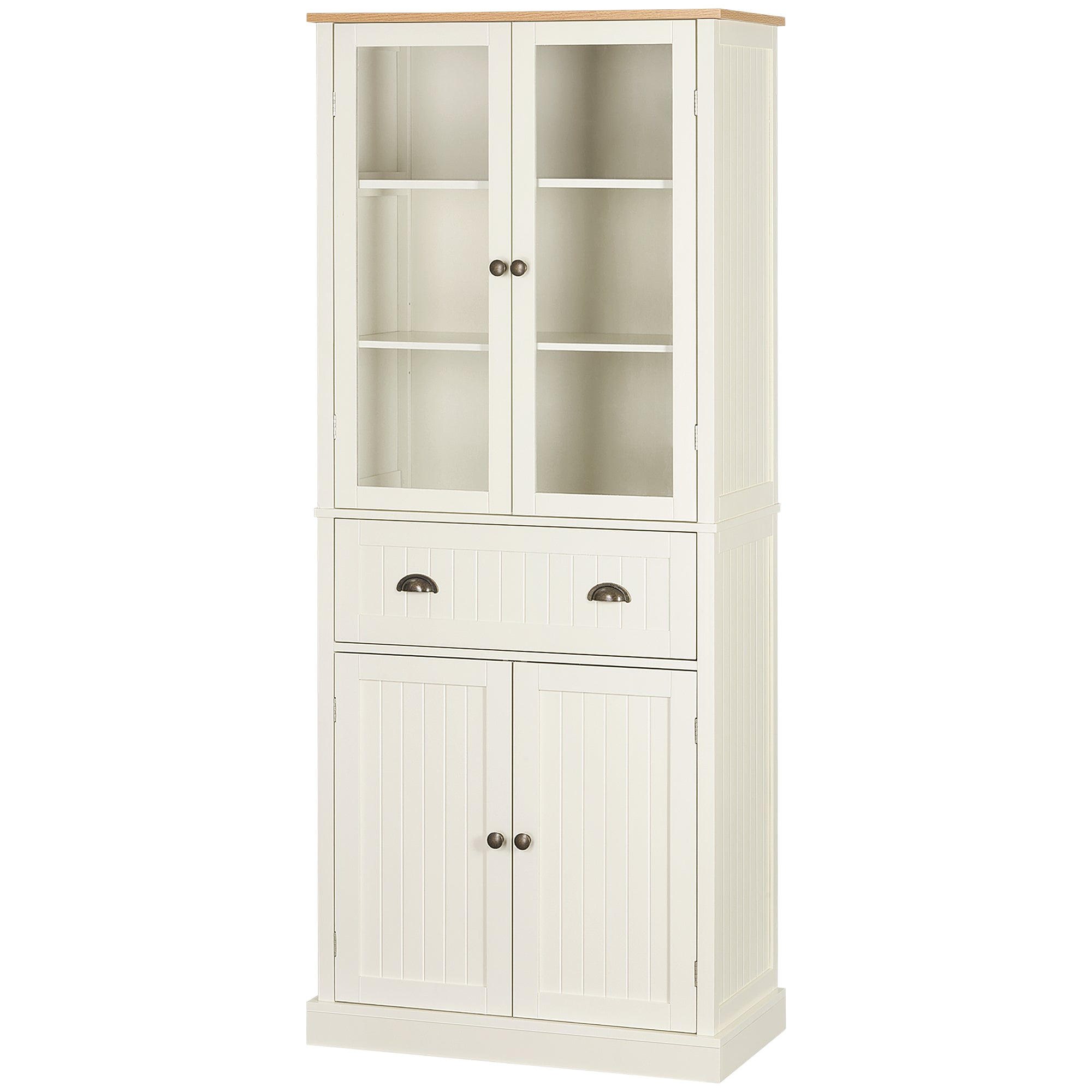 Homcom Mobile 5 -level pantry with central drawer in MDF and chipboard, 76x40x182.5 cm, cream white - Borgè