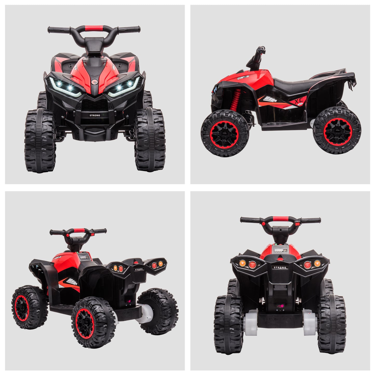 Electric Quad for Children 12V, 2 Speeds, Wide Wheels with Suspension and LED Headlights, Age 3-5 Years, Red