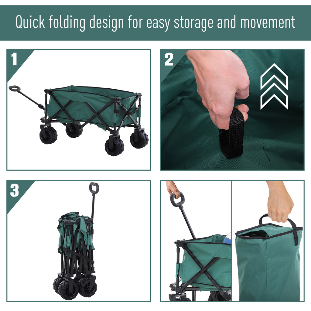 Outsunny Garden Trolley Max 70kg with telescopic handle, metal and Oxford fabric, 108x55 cm, green - Borgè