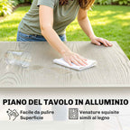 Extendable Garden Table for 8-10 People, in Aluminum and Steel, 154/214x85x73 cm, Gray