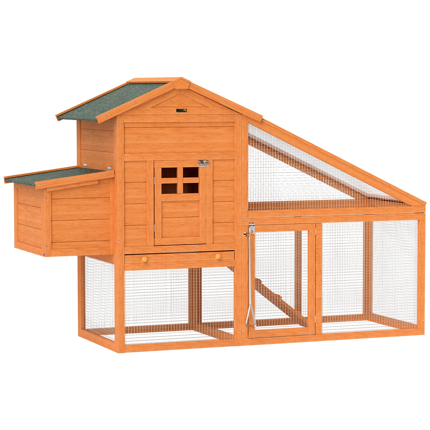 Garden Chicken Coop for 1-2 Chickens with Brooding Area, House and Open Space, Made of Wood and Metal, 179x67x115 cm