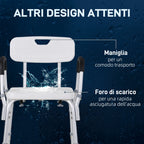 Aluminium Shower Chair with Adjustable Height and Non-Slip Feet, 51.5x51.5x71-84cm, White