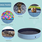 Portable Folding Dog Bathtub Pool Pet Bath Tub in PVC Blue Φ160 x 30cm - Borge' Group Limited