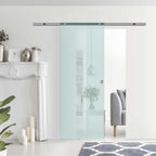 Sliding door in frosted glass with aluminum track for bathroom kitchen study glass 205cm - Borgè
