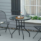 Outsunny Garden Table Round Coffee Table with Hole, 80cm, Black