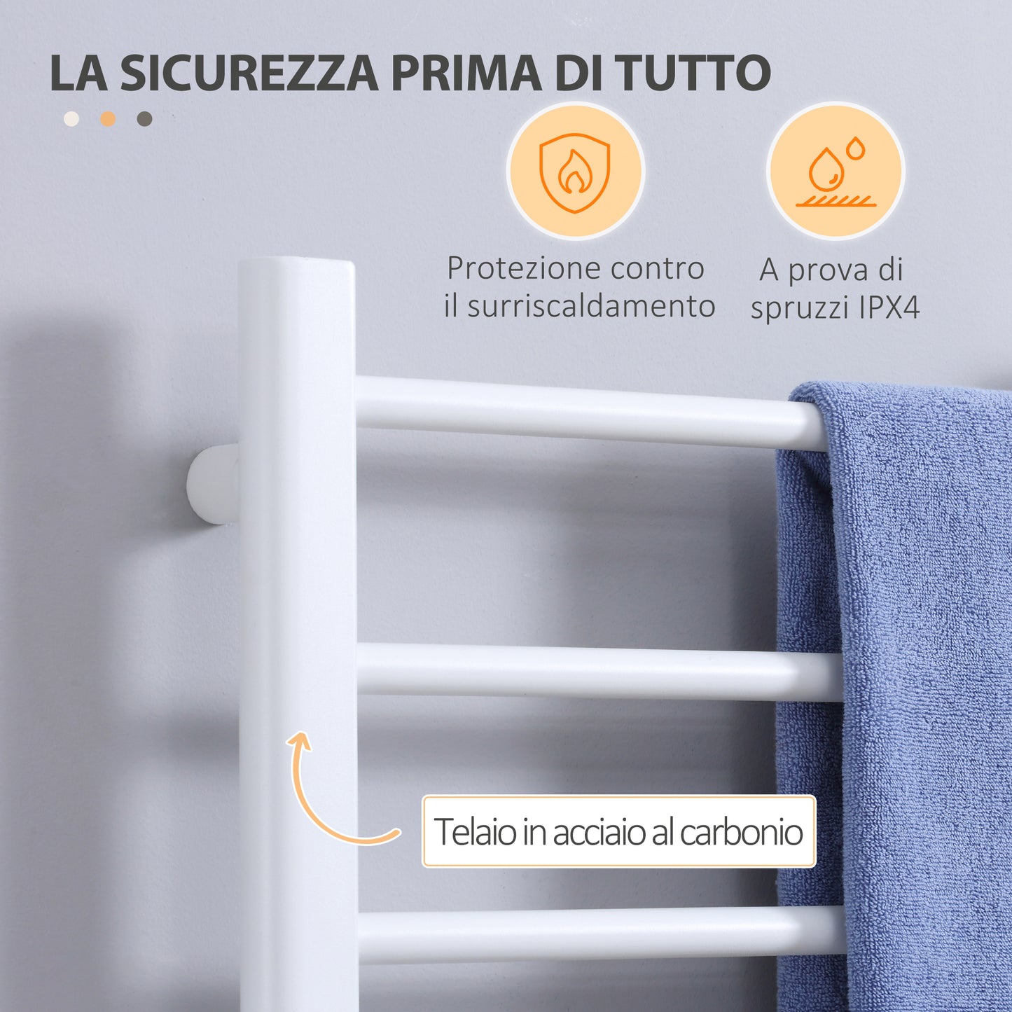 Electric Towel Warmer 8 Bar with Timer and Temperature Control, 50x45x80 cm, White