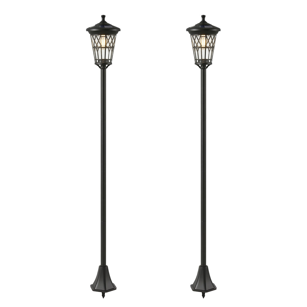 Outsunny Set of 2 Solar Garden Lights 1.86m, Stainless Steel Street Lights