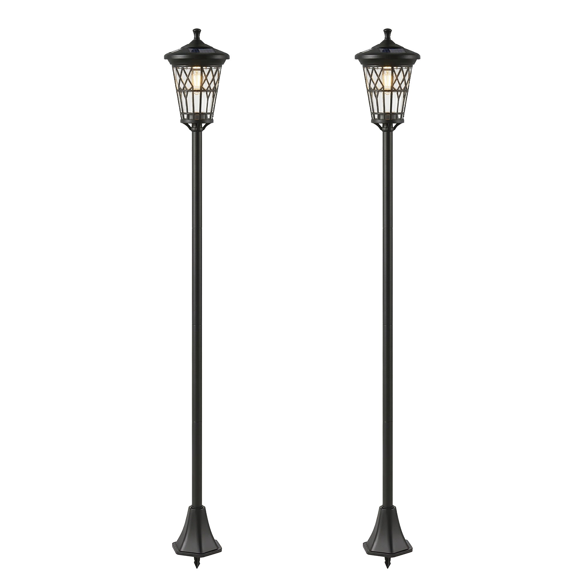 Outsunny Set of 2 Solar Garden Lights 1.86m, Stainless Steel Street Lights