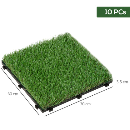 Synthetic Grass for Garden Set of 10pcs Outdoor Artificial Lawn