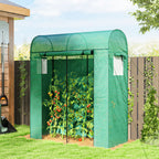 Outsunny Garden Greenhouse with PE Lining, Roll-Up Door and Mesh Windows, 170x68x200 cm, Green