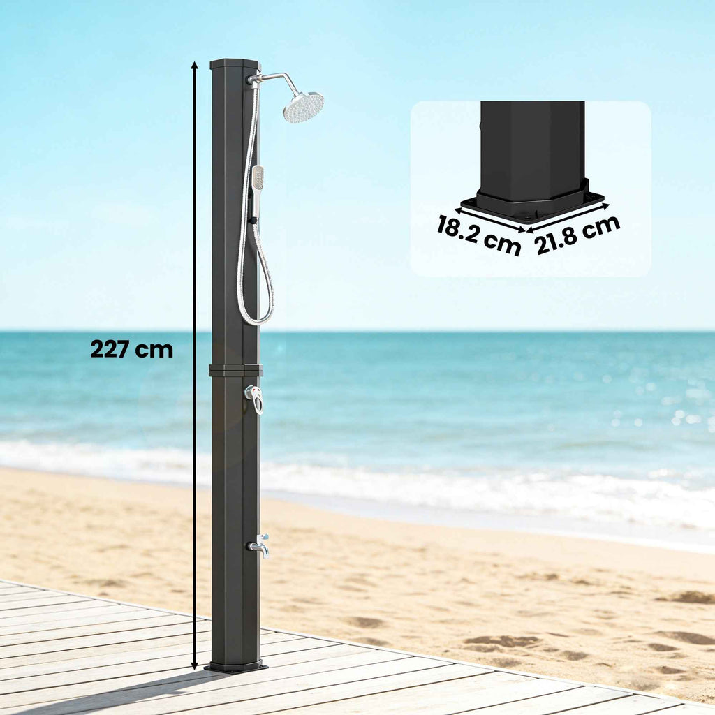 Outsunny 60L Solar Shower, Outdoor Garden Shower with 2 Heated Shower Heads