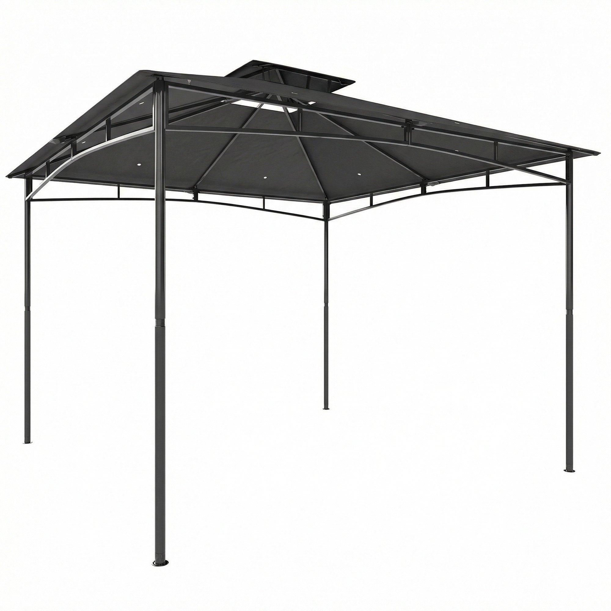 Outsunny Garden Gazebo Outdoor Gazebo Double Roof 3x3 m Dark Grey
