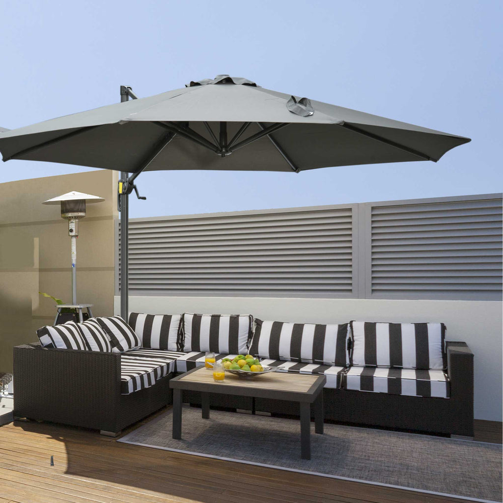 Outsunny Garden umbrella crank and 8 sticks with adjustable angle, Ø2.95x2.5 m, gray - Borgè