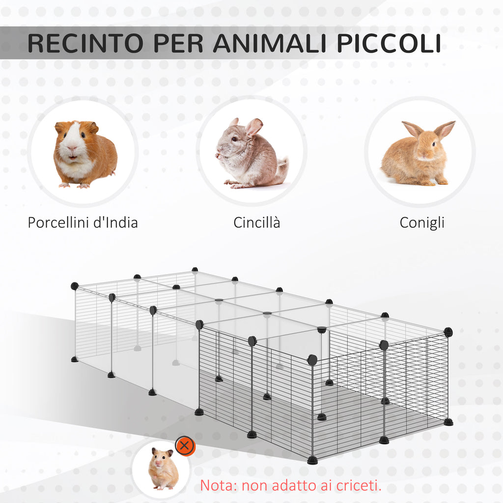 Modular Pet Playpen with 35x35 cm Panels and Accessories, Made of Steel and PP, 140x70x70 cm, Black