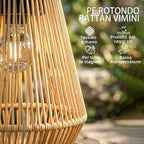 Outsunny Set of 2 Solar Rattan Lamps, with Automatic On/Off, IP44, 16x16x21 cm, Brown