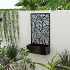 Outsunny Raised Planter with Decorative Trellis for Climbing Plants on the Ground and Wall in Metal, 61x23x113 cm, Black
