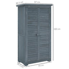 Outsunny Outdoor Wooden Wardrobe with 2 Shutter Doors and Internal Shelves, 87x46.5x160 cm, Grey
