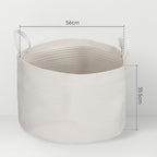 88L Portable Foldable Laundry Hamper with Natural Cotton Handles, Ø56x35.5 cm, Cream