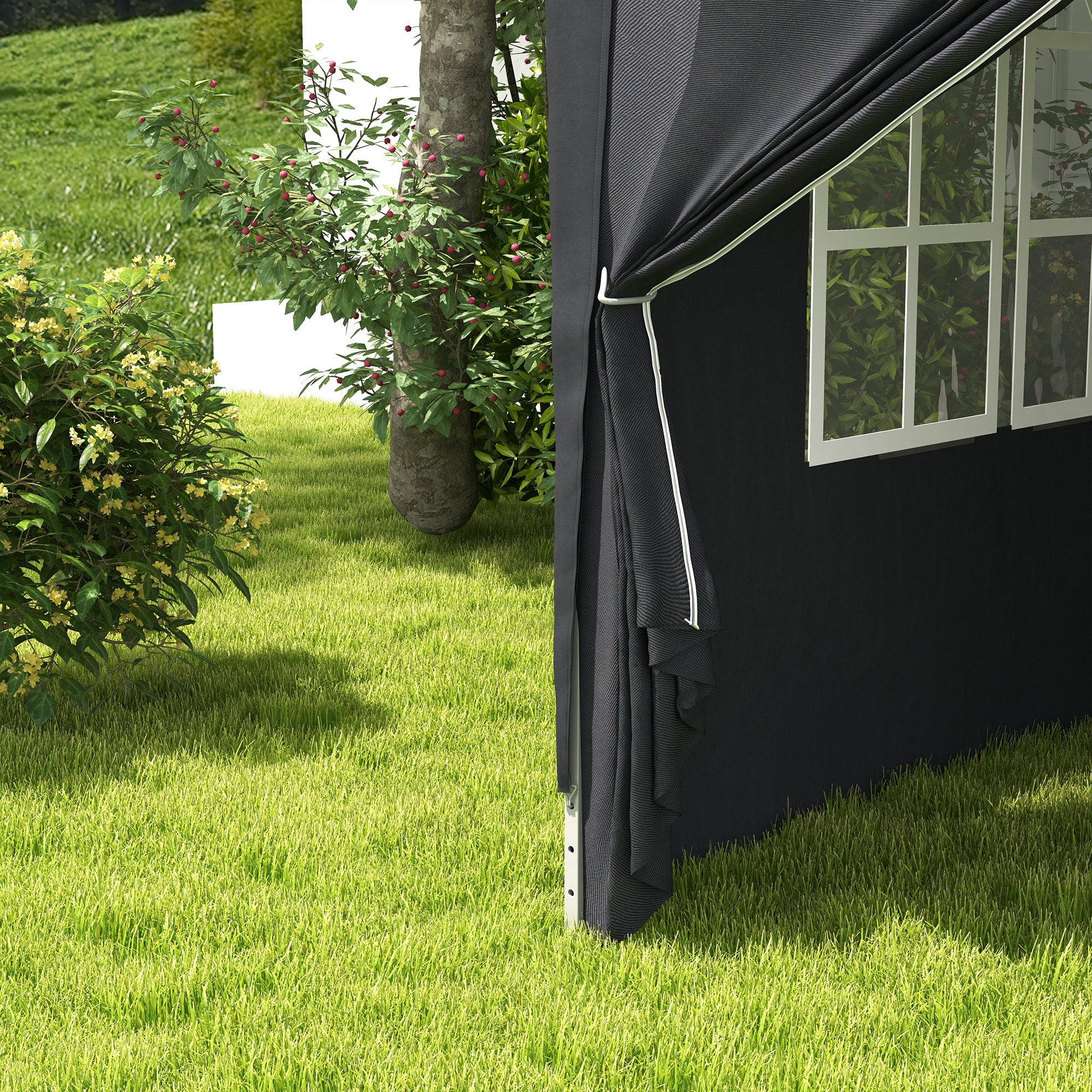 Outsunny Gazebo 3x3 with adjustable height with drainage holes and transport bag, metal, gray - Borgè