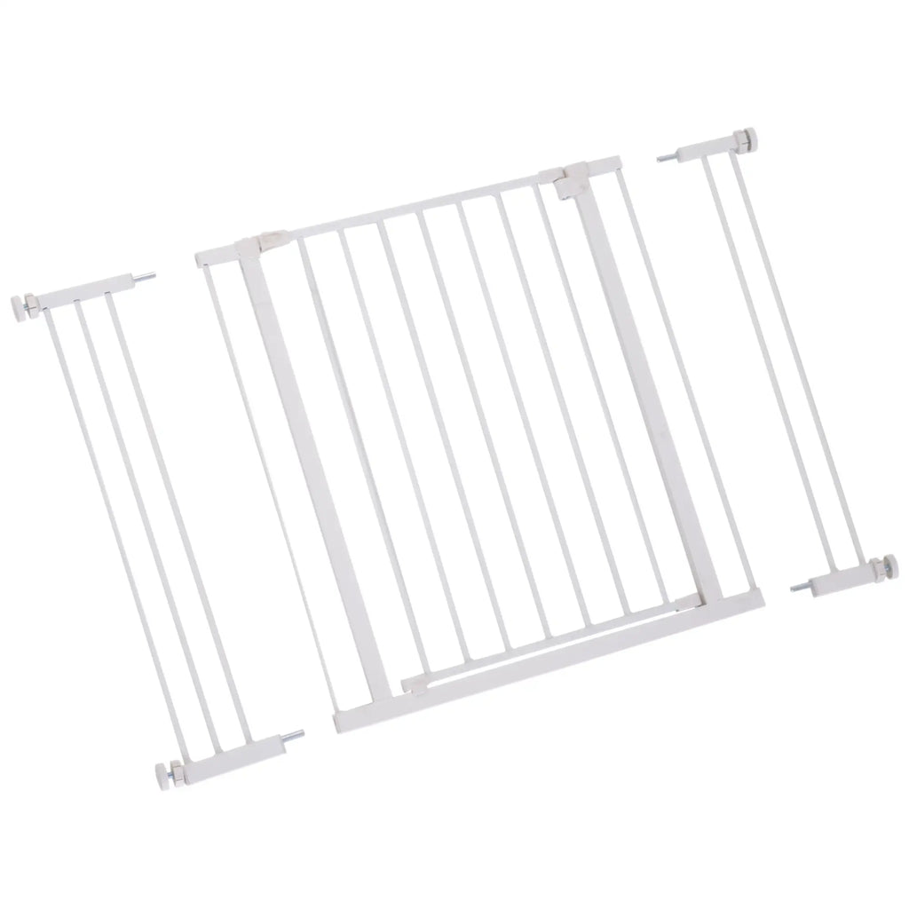 Extendable Safety Dog Gate 76-107cm Pressure Fit, Metal & Plastic, White - Borge' Group Limited