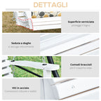 Outsunny 3-Seater Outdoor Swing with Central Table and Cup Holder, Made of Wood and Metal, 150x75x53 cm, White