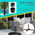 Steel Cross Umbrella Base with Side Screw, 100x100x75 cm, Black