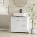 Under Sink Cabinet with U-Shaped Cutout, Cabinet with 3 Drawers, Soft-Close, 70x30x65 cm, White
