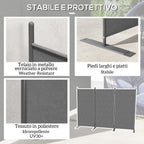 Outdoor Screen with 3 Folding and Adjustable Panels, in Polyester and Metal, 252x44x176 cm, Charcoal Gray