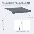 Awning with Roller Arms with Crank and Telescopic Structure, 4x1.2m, Gray