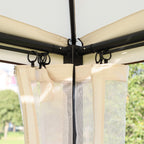 3-Seater Swing and Single Sun Lounger Gazebo Cover with Mosquito Net and Cushions 256x172x248cm Cream