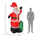 Luminous Inflatable Santa Claus 240cm with Gift Bag LED Lights Christmas Decoration