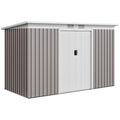Outsunny Steel Garden Shed with 2 Vents and 2 Sliding Doors, 280x130x172 cm, Light Grey