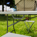 Folding Garden Table with Handle, Steel and Plastic, 180x74x74 cm, White