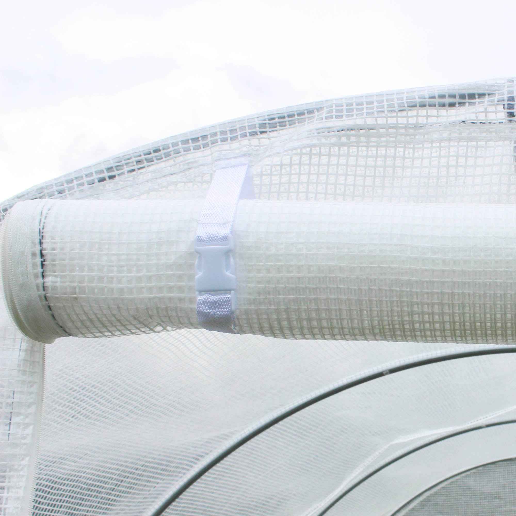 Outsunny PE Greenhouse Cover with 6 Windows, Roll-Up Door and Buried Edges, 3x2x2 m, White
