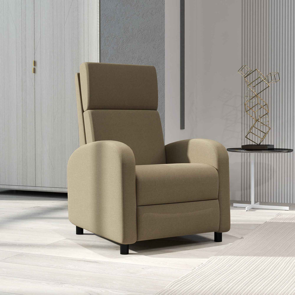 160° Manually Reclining Relaxing Chair with Fabric Footrest, Beige