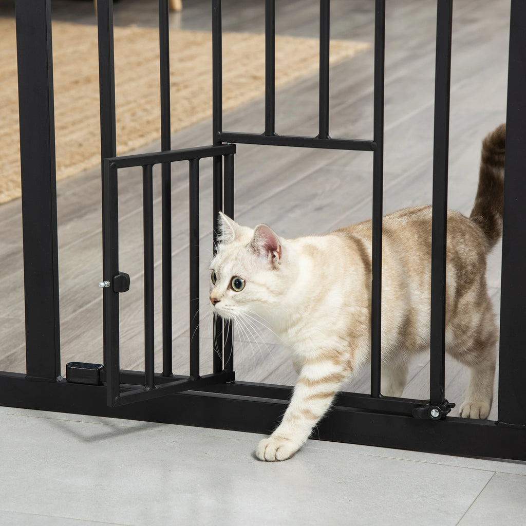 Push Fit Dog Gate, Extendable 74-80cm with Automatic Closure, Black - Borge' Group Limited
